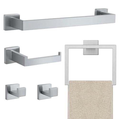 JOPOFI 5 Piece Towel Bar Set - 15.7 Inch Bath Towel Holder - Brushed Nickel