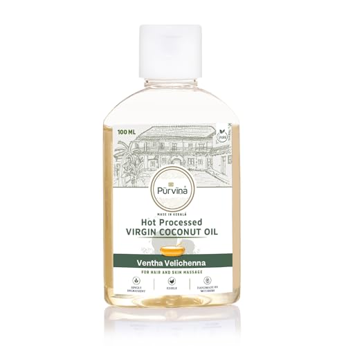 Image of Purvina Pure Baby Massage Oil (Ventha Velichenna) - 100 ml | Traditional Coconut Milk Oil | Safe for Newborns, Babies, Toddlers | Urukku Velichenna | Hair & Skin