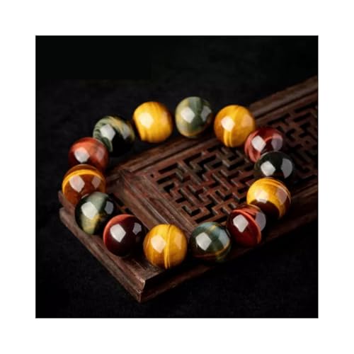 Natural Tiger Eye Stone Beaded Bracelet Multi-Color Brown and Blue Large Round Beads,1pc/pack2