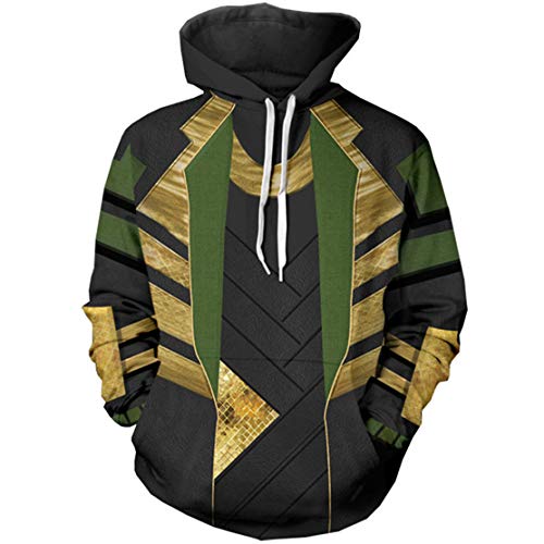 WKDFOREVER 3D Captain Fashion Cosplay Hoodie Jacket Costume (Medium, Loki Hoodie)