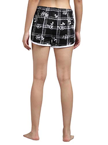 Image of KOTTY Pure Cotton Black and Black Printed Women Night Short - Pack of 2 (Black&Black)