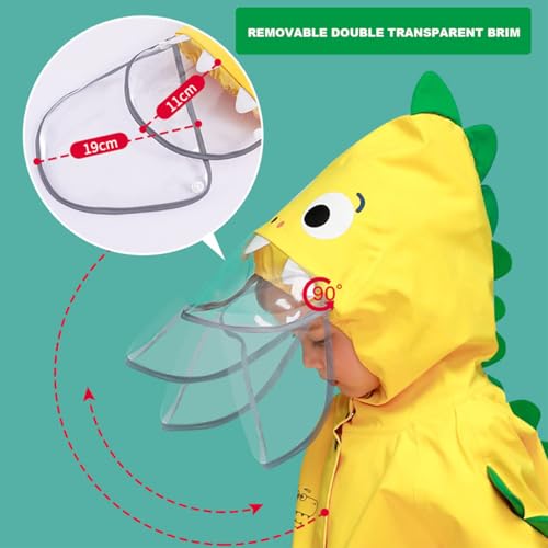 Kids Raincoats Rain Jacket Hooded Poncho Rainwear with Backpack Position3