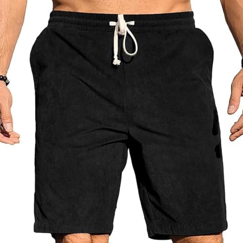 Mokaloha Pants, Mens Corduroy Shorts 5 Inch Inseam, Men's Stylish Multi-Pocket Vintage Simple Embroidered Shorts3