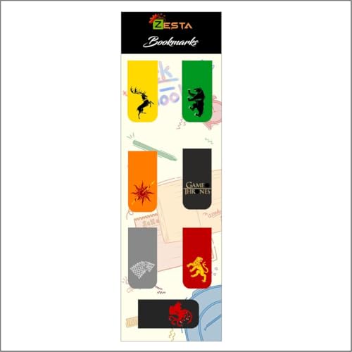 Image of Zesta Magnetic Bookmark Set of 7 | Aesthetic Book Mark for Reading | Cute Anime Bookmarks for Kids, Students | Book Accessories for Novels, Gifts for Readers(Game of Thrones Bookmark, 9X2.5 Cms)