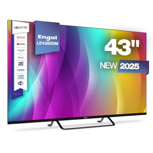 Engel LE4385SM - Smart TV LED de 43'' Full HD con Sistema VIDAA - Dolby Audio - Acceso a Netflix, Prime Video y Disney+ - 3 HDMI, 2 USB, Diseño Moderno Sin Marcos