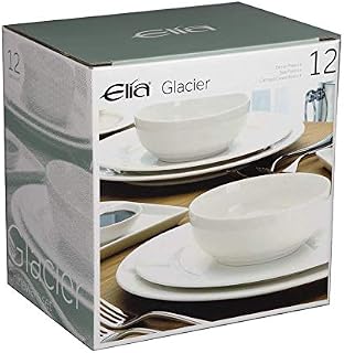 Elia Glacier Bone China 12 Piece Dinner Set, Gift Boxed