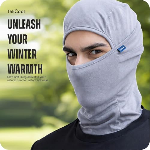 Image of TEKCOOL Face Mask for Bikers in Riding UV Protected Full Face Mask Balaclava for Men Black Mask for Bike Riding & Cycling, Full Face Helmet Mask for Men