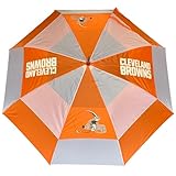 Team Golf NFL Cleveland Browns Golf Umbrella 62' Golf Umbrella with Protective Sheath, Double Canopy Wind Protection Design, Auto Open Button