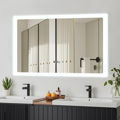 YOURLITE Badspiegel mit LED Beleuchtung 100x60cm, Badezimmerspiegel mit...