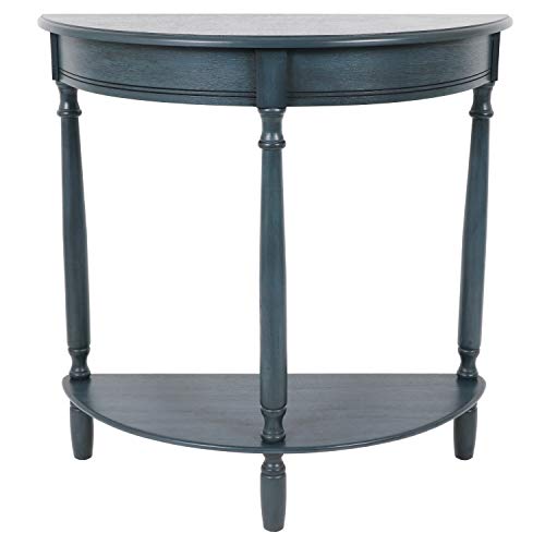 Decor Therapy Simplify Half Round Accent Storage Shelf Side Table, 12 in x 31.5 in x 31.5 in, Antique Navy