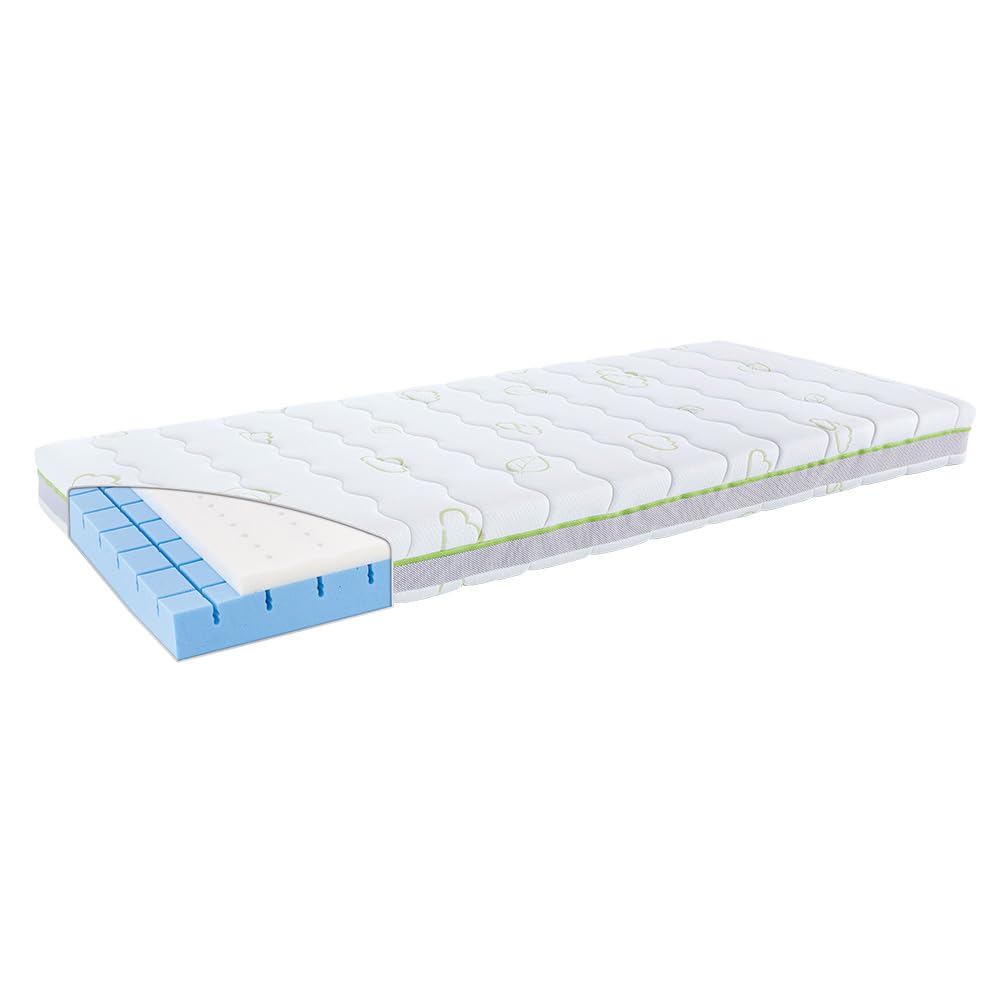 Träumeland Materasso per Bambini e Ragazzi Snooze Land, Schiuma Fredda, Tencel/Lyocell, Blu, 90 x 200 cm, Soft e Medio