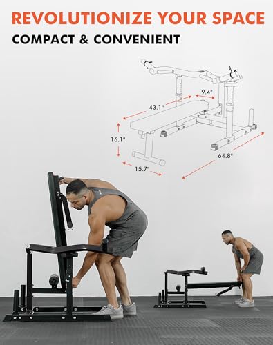 Image of GMWD Chest Press Machine, Bench Press Machine with Independent Converging Arms, Adjustable Flat Incline Bench for Chest, AB Workouts, Shoulder Home Gym Equipment