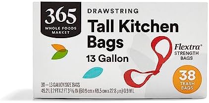 365 by Whole Foods Market, Bag Kitchen Tall Drawstring Flextra 13Gl 38Count, 38 Count