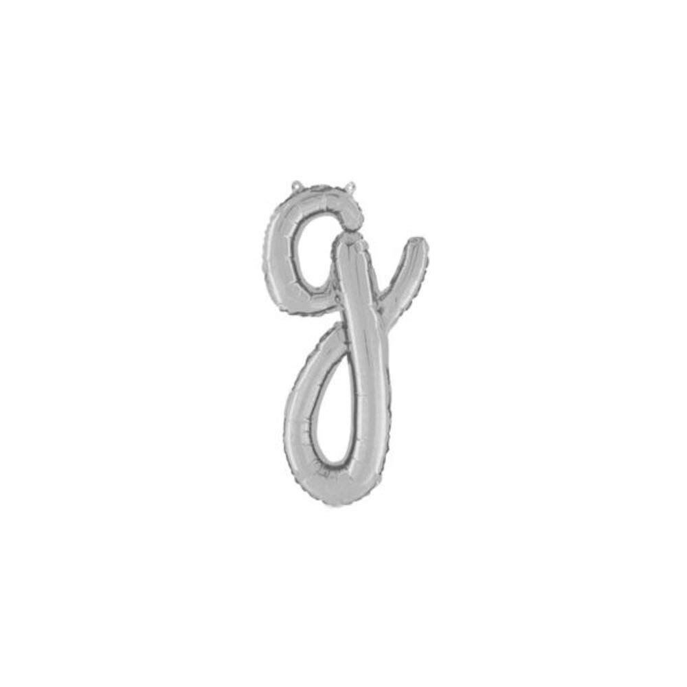 The Party Popper Script Letter 'G' Foil Balloon, Silver