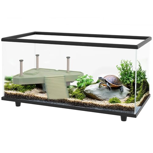 PawHut Terrarium pour tortues, Aquarium en verre de 50L avec...