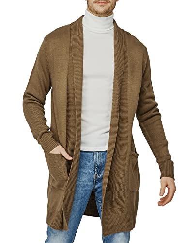 H2H Mens Casual Comfortable Fit Ruffle Shawl Collar Knitted Open Front Long Length Sweater Cardigan3