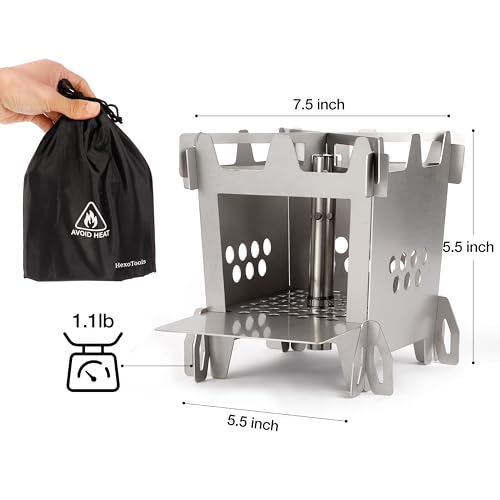 Wood Burning Camping Rocket Stove, Portable Backpacking Stainless Steel Wood Stove, with efficient-burning chimney, Camping Gear Accessory for Survival Outdoor Hiking Travel Picnic BBQ - Image 2