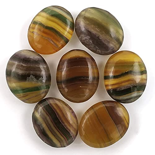 Image of Amazing Gemstone Fluorite Crystals and Healing Stones - Large Palm Stone Crystals Piedra - Crystal for Good Luck, Balanced Positive Energy, Meditation - Unique Stocking Stuffers, Gifts for Women, Men