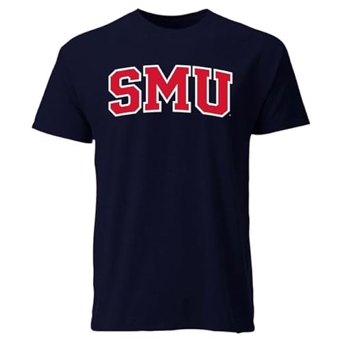 Barnesmith Southern Methodist University SMU Mustangs Short Sleeve Adult Unisex T-Shirt, Classic, Navy, Medium