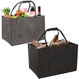 Zouboto 2 Stück Filztasche Shopper Holzkorb für Kaminholz,Robuste Einkaufstasche aus Filz Universell Einsetzbar,Faltbarer filztaschen shopper Groß