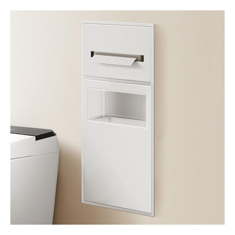 QUSYZD Stainless Steel Double Shelves Recessed Shower Niche with Trash Can Wall Niche for Bathroom Storage No Tile Needed,White-60x28x13.5cm,White-60x28x13.5cm