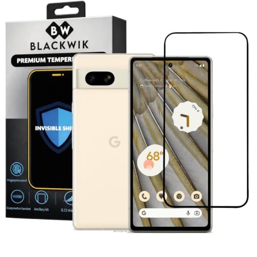 Image of Blackwik Military-Grade Gorilla Tempered Glass for Google Pixel 7A (Black) | Edge to Edge Full Screen Coverage | Scratch Resistant | Easy Installation Kit | Screen Protector for Smartphone