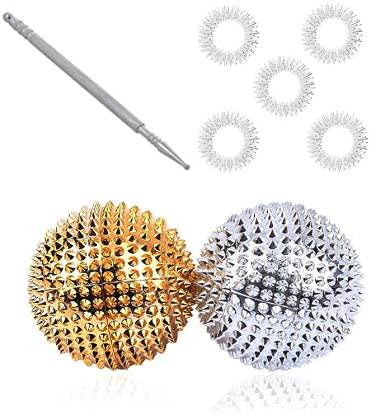 EKIN AF08 Acupressure Massager Tools Combo Kit with Ball Magnetic Set + Jimmy Pensil Steel + Sujok Finger Ring Massager (Multicolor)
