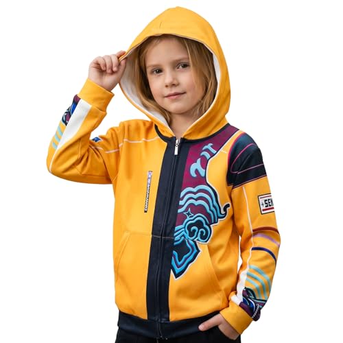 Hoodie Kids Kpop Costume- Girls Cosplay Jacket with Zippered Hood Hip Hop Causal School Hooded Sweatshirt Outwear Stage Shows for Cosplay World Book Day Carnival Party Fancy Dress Up Age 11-14 Years