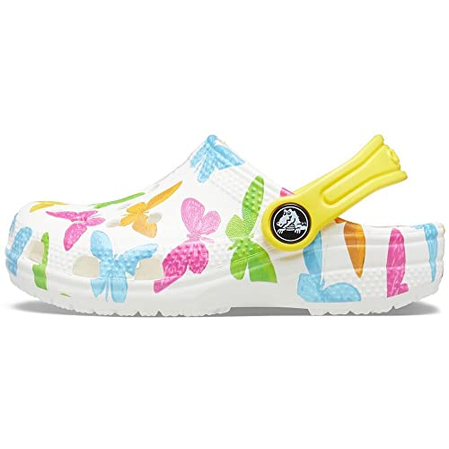 Image of Crocs Unisex-Child Classic Seasonal Print Clogs, Butterfly /White, 3 Little Kid
