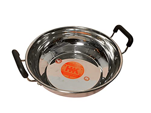 Image of Stainless Steel Kadhai for Daily Use (Induction Bottom) (Stainless Steel, 9 Inch)