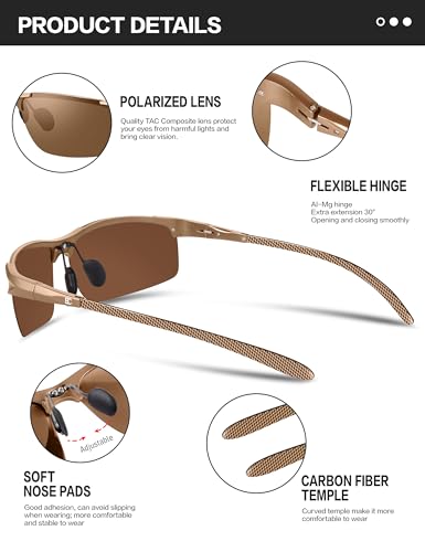 Image of BIRCEN Carbon-Fiber Polarized Sunglasses for Men: 0.74 oz & UV Protection