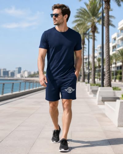 Image of London Hills Shorts Pant for Men Cotton Blend with Side Pockets | Shorts for Men | Half Pant for Man | Shorts' for Mens Stylish | Gym Short's for Man Workout | Boxer Shor'ts for Man's | Green, Navy
