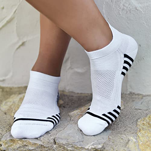 Bamboo Men's Thin Ankle Socks 6 Pairs For Summer Breathable Absorbent Low Cut Athletic 9-12 Size (White) #TOP2
