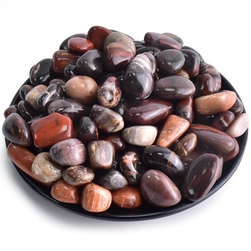 Image of Polished Petrified Wood Crystals - 72 Pcs, 0.5 inch 10 oz Handpicked Natural Tumbled Gemstones Rocks, Pebbles for Reiki, Chakra, Healing Home Decor