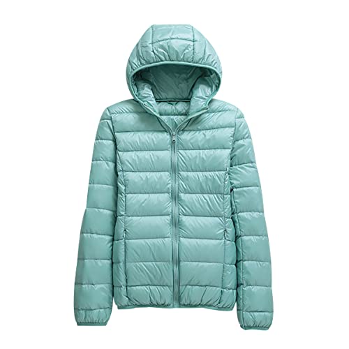 Plumifero Ultraligero Mujer Chaqueta Plumas Ligeros Mujer Capucha Invierno Plumífero Ligero Anorak Mujer Plumon Down Puffer Jacket Plumiferos Abrigo Cazadora Pluma Mujer Plumones Acolchado Azul L