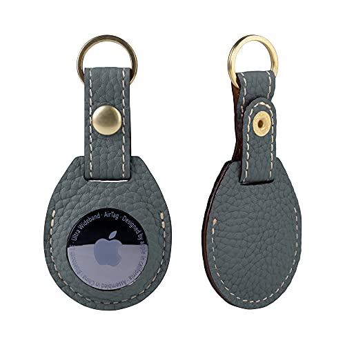 プレミアムレザー エアタグ ケース AirTag 本革 紛失防止 保護カバー 追跡 こども キッズ ペット ドッグタグ AT-IcyBlue