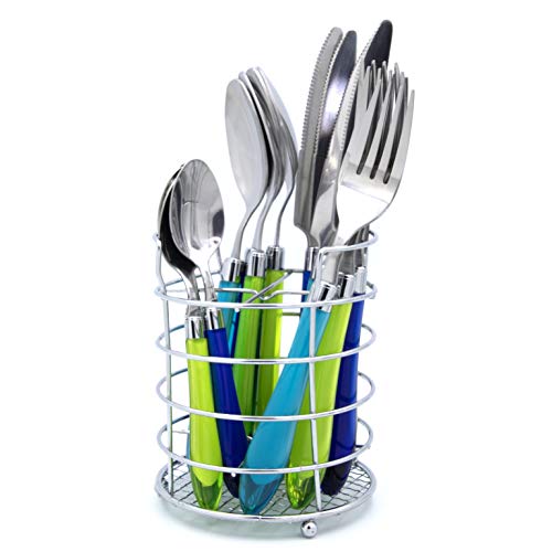 Image of Gypsy Color Sea Green & Blue Mix & Match Stainless Steel Flatware Collection, Set of 16