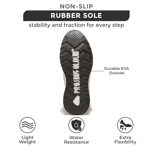 Project Cloud Waterproof Snow Boots for Women - Memory Foam Insole Non-Slip Womens Snow Boots & Winter Shoes with Shoe Lace - Lightweight Indoor Outdoor Shoes