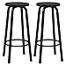 WOLTU BH237sz-2 stołek barowy 2 x stołek bistro, krzesło barowe z płyty MDF i metalu, okrągłe siedzisko, kolor czarny