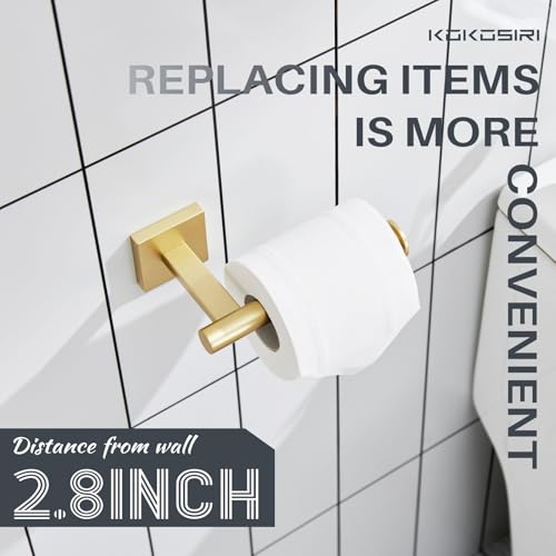 Image of KOKOSIRI Toilet Paper Holder Tissue Paper Dispenser for Bathroom Toilet Roll Holder Wall Mounted, Brushed Gold Stainless Steel B2008BG