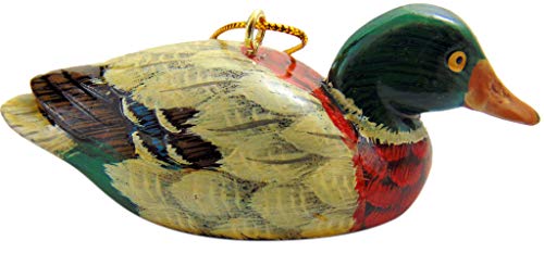 Mallard Duck Ornament Realistic Christmas Tree Decoration Polyresin, 3 Inches