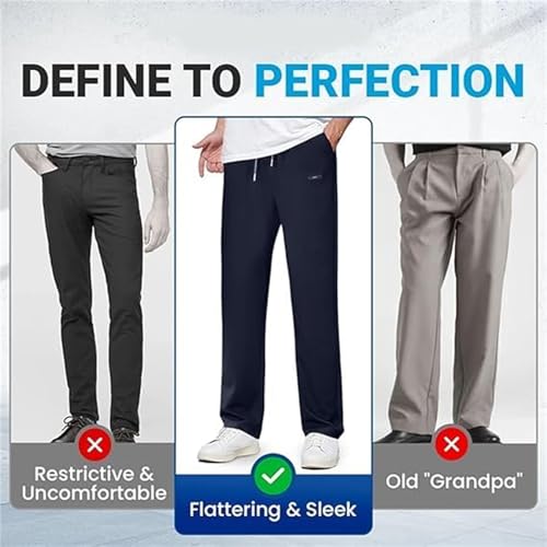 Aerostrides - Pull on Waffle Stretch Casual Pants, Men Soft Breathable, Lightweight Pant, Suitable for Work Travel3