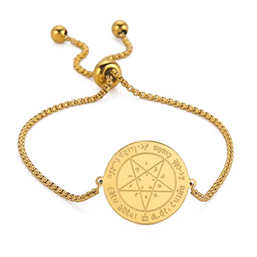 UNIFT Seal Of Solomon Bracelets For Men Women Stainless Steel Fashion Chic Solomon Pendant Adjustable Bracelet Magick Amulet Jewelry (gold 10, Stainless Steel)