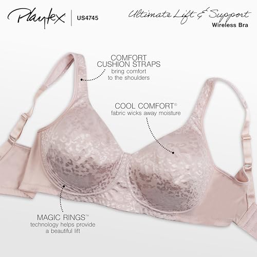 Image of Playtex Women's 18 Hour Ultimate Lift and Support Wire Free Bra US4745, Available in Single and 2-Packs