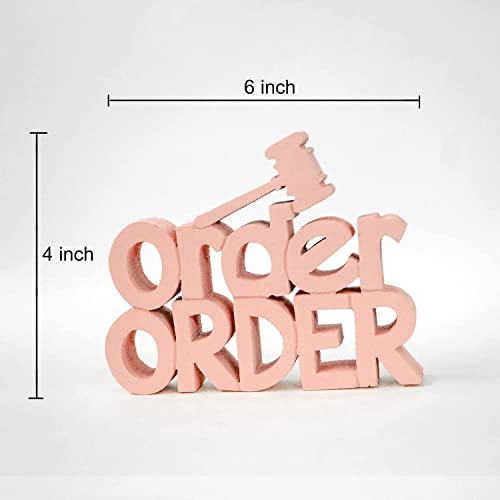 Image of Nukkad Tales Order Order Pink Showpiece Home Decor Items Office Decoration Items for Office Table Birthday Gift Items Gifts for Lawyers Gift for Advocate (7 x 6 inch) Wood
