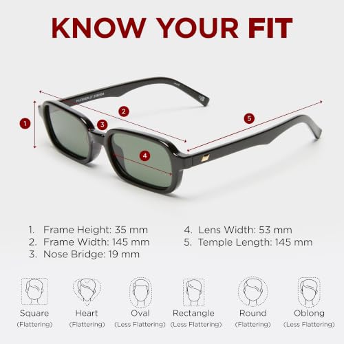 Image of Le Specs. Pilferer Retro Sunglasses for Women and Men | Narrow silhouette, shatterproof flat lenses, lightweight polymer frame, discreet temple studs