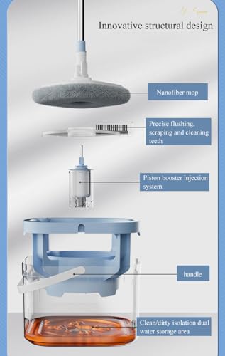 Spin-Mopp- und Eimer-Set, Mopp- und Eimer-Set mit Wringer-Set für Die Bodenreinigung, Mikrofaser-Mopp mit 4 Waschbaren und Wiederverwendbaren Pads, Trockener und Nasser Bodenwischer – Bild 8