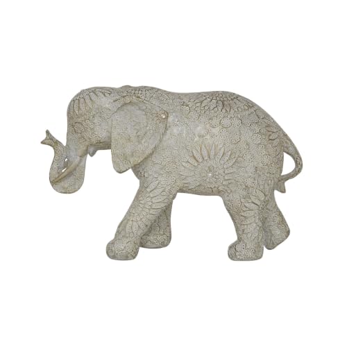 Deco 79 Polystone Elephant Decorative Sculpture Home Decor Statue, Accent Figurine 11' x 4' x 7', White
