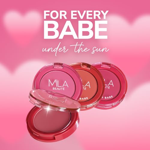 Image of MILA BEAUTE Blush Babe Powder Blush | Matte Finish Long-Lasting Pigment | Easy to Blend | Non-Drying With Rosehip Oil, Jojoba Oil and Vitamin E | Shade (Peach Soda, 5g)