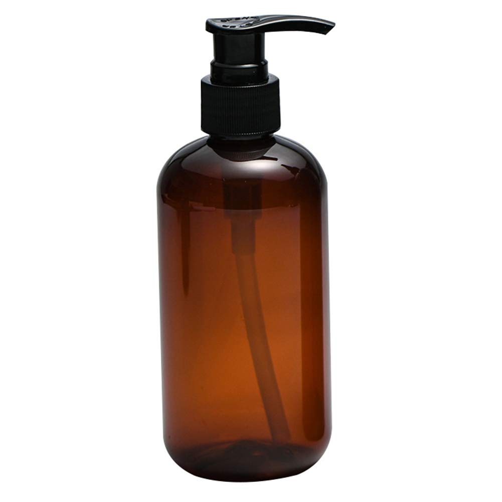 Gemini_mall 250/500ml Clear Press Pump Empty Bottle Plastic Soap & Lotion Locking Pump Dispensers Refillable Shampoo Liquid Soap Dispenser Brown 500ml